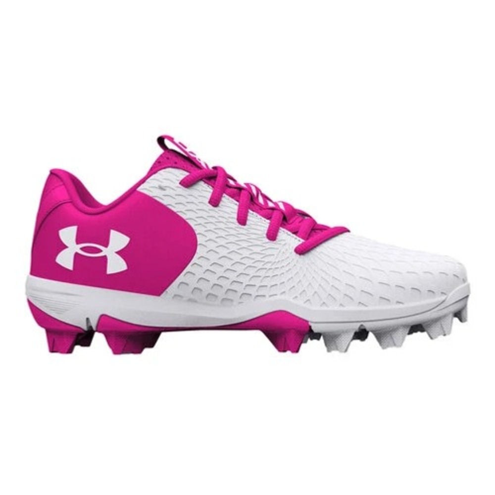 Under Armour Girls' Glyde 2.0 RM Jr. Softball Cleats - White/Pink, Size 11K
